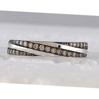 Load image into Gallery viewer, 14kt White Gold Womens Round Brown Diamond Alternating Band Ring 1/3 Cttw

