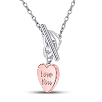 Load image into Gallery viewer, Sterling Silver Womens Round Diamond Fashion Heart Necklace 1/10 Cttw
