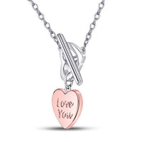 Load image into Gallery viewer, Sterling Silver Womens Round Diamond Fashion Heart Necklace 1/10 Cttw
