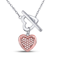 Load image into Gallery viewer, Sterling Silver Womens Round Diamond Fashion Heart Necklace 1/10 Cttw

