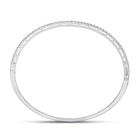 Load image into Gallery viewer, 14kt White Gold Womens Round Diamond Classic Bangle Bracelet 1.00 Cttw
