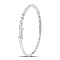 Load image into Gallery viewer, 14kt White Gold Womens Round Diamond Classic Bangle Bracelet 1.00 Cttw
