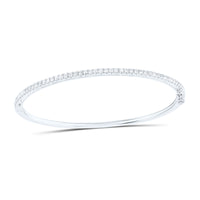 Load image into Gallery viewer, 14kt White Gold Womens Round Diamond Classic Bangle Bracelet 1.00 Cttw
