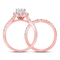 Load image into Gallery viewer, 14kt Rose Gold Womens Oval Diamond Bridal Wedding Engagement Ring Band Set 1-7/8 Cttw (Certified)
