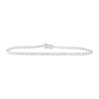 Load image into Gallery viewer, 10kt White Gold Womens Round Diamond Classic Tennis Bracelet 2.00 Cttw
