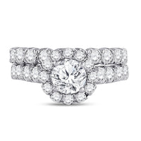 Load image into Gallery viewer, 14kt White Gold Womens Round Diamond Bridal Wedding Engagement Ring Band Set 2.00 Cttw (Certified)
