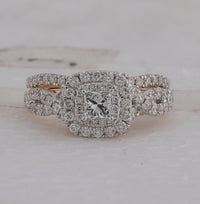 Load image into Gallery viewer, 14kt Yellow Gold Womens Round Diamond Bridal Wedding Engagement Ring Band Set 1-1/4 Cttw (Certified)
