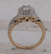 Load image into Gallery viewer, 14kt Yellow Gold Womens Round Diamond Bridal Wedding Engagement Ring Band Set 1-1/4 Cttw (Certified)
