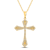 Load image into Gallery viewer, 10kt Yellow Gold Womens Round Diamond Faith Cross Pendant 1/3 Cttw
