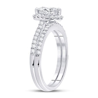 Load image into Gallery viewer, 14kt White Gold Womens Oval Diamond Bridal Wedding Engagement Ring Band Set 1-1/3 Cttw (Certified)
