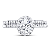 Load image into Gallery viewer, 14kt White Gold Womens Oval Diamond Bridal Wedding Engagement Ring Band Set 1-1/3 Cttw (Certified)
