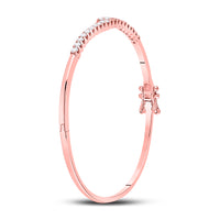 Load image into Gallery viewer, 14kt Rose Gold Womens Round Diamond Bypass Bangle Bracelet 1.00 Cttw
