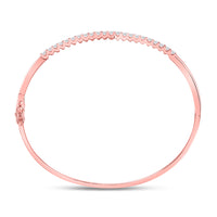 Load image into Gallery viewer, 14kt Rose Gold Womens Round Diamond Bypass Bangle Bracelet 1.00 Cttw
