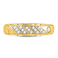 Load image into Gallery viewer, 10kt Yellow Gold Mens Round Diamond Wedding Band Ring 1/5 Cttw
