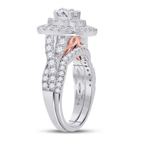 Load image into Gallery viewer, 14kt Two-tone Gold Womens Round Diamond Bridal Wedding Engagement Ring Band Set 2.00 Cttw (Certified)

