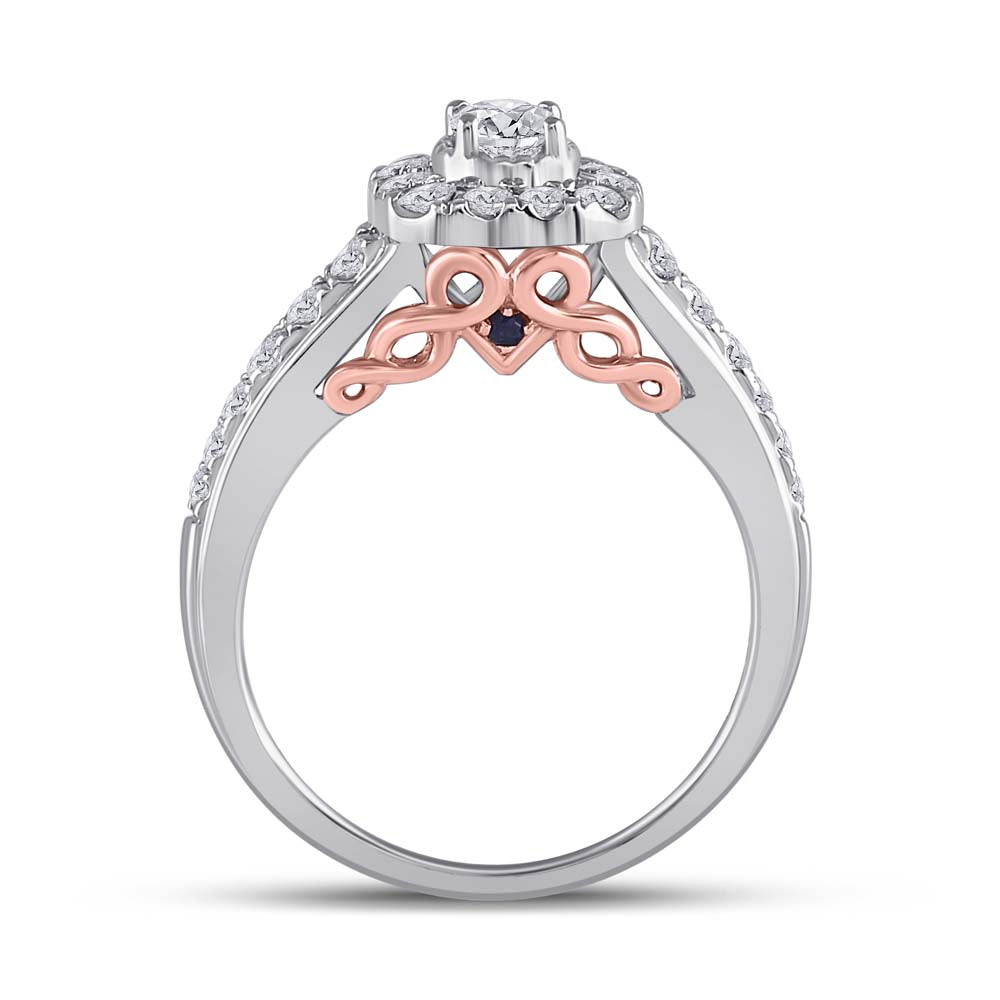 14kt Two-tone Gold Womens Round Diamond Bridal Wedding Engagement Ring Band Set 1.00 Cttw (Certified)