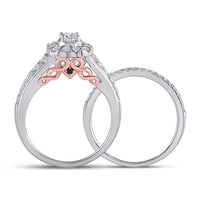 Load image into Gallery viewer, 14kt Two-tone Gold Womens Round Diamond Bridal Wedding Engagement Ring Band Set 1.00 Cttw (Certified)
