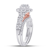 Load image into Gallery viewer, 14kt Two-tone Gold Womens Round Diamond Bridal Wedding Engagement Ring Band Set 1-1/2 Cttw (Certified)
