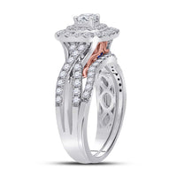 Load image into Gallery viewer, 14kt Two-tone Gold Womens Round Diamond Bridal Wedding Engagement Ring Band Set 1.00 Cttw (Certified)
