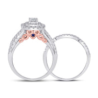 Load image into Gallery viewer, 14kt Two-tone Gold Womens Round Diamond Bridal Wedding Engagement Ring Band Set 1.00 Cttw (Certified)
