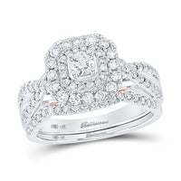 Load image into Gallery viewer, 14kt Two-tone Gold Womens Round Diamond Bridal Wedding Engagement Ring Band Set 1.00 Cttw (Certified)
