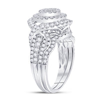 Load image into Gallery viewer, 14kt White Gold Womens Princess Diamond Bridal Wedding Engagement Ring Band Set 1-1/4 Cttw
