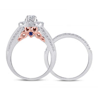 Load image into Gallery viewer, 14kt Two-tone Gold Womens Round Diamond Bridal Wedding Engagement Ring Band Set 1-1/2 Cttw (Certified)
