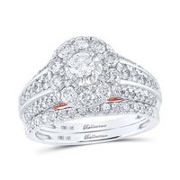 Load image into Gallery viewer, 14kt Two-tone Gold Womens Round Diamond Bridal Wedding Engagement Ring Band Set 1-1/2 Cttw (Certified)
