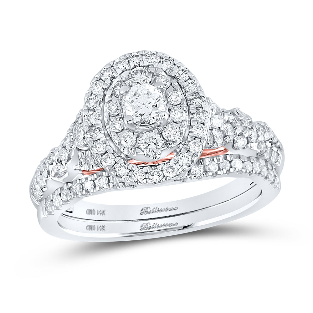 14kt Two-tone Gold Womens Round Diamond Bridal Wedding Engagement Ring Band Set 1.00 Cttw (Certified)