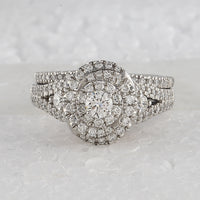 Load image into Gallery viewer, 14kt Two-tone Gold Womens Round Diamond Bridal Wedding Engagement Ring Band Set 1-1/5 Cttw (Certified)
