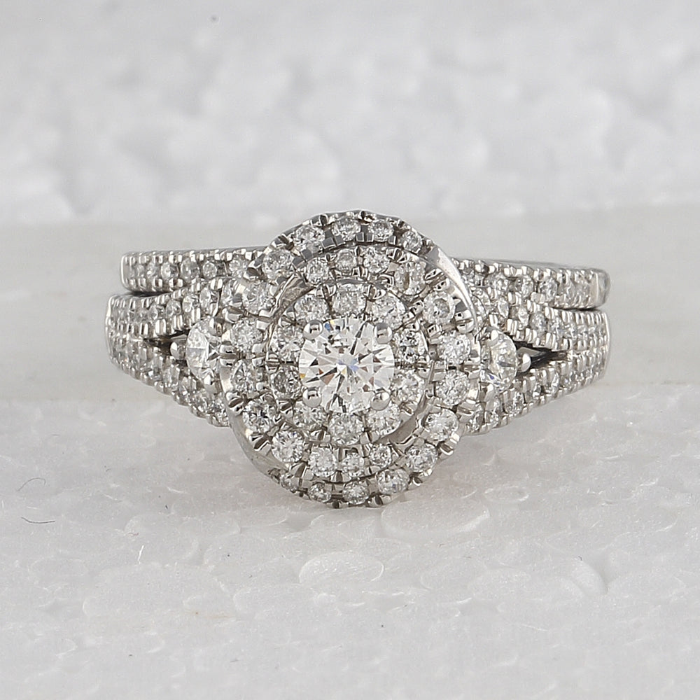 14kt Two-tone Gold Womens Round Diamond Bridal Wedding Engagement Ring Band Set 1-1/5 Cttw (Certified)