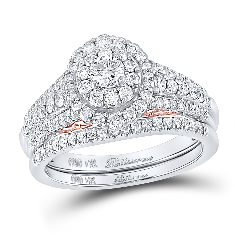 14kt Two-tone Gold Womens Round Diamond Bridal Wedding Engagement Ring Band Set 1.00 Cttw (Certified)