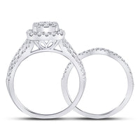 Load image into Gallery viewer, 14kt White Gold Womens Princess Diamond Bridal Wedding Engagement Ring Band Set 1.00 Cttw
