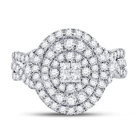 Load image into Gallery viewer, 14kt White Gold Womens Princess Diamond Bridal Wedding Engagement Ring Band Set 1-1/4 Cttw

