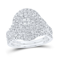 Load image into Gallery viewer, 14kt White Gold Womens Princess Diamond Bridal Wedding Engagement Ring Band Set 1-1/4 Cttw
