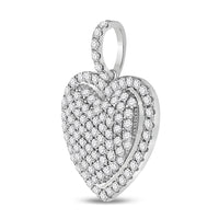 Load image into Gallery viewer, 14kt White Gold Womens Round Diamond Fashion Heart Pendant 1-1/4 Cttw
