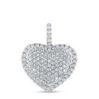 Load image into Gallery viewer, 14kt White Gold Womens Round Diamond Fashion Heart Pendant 1-1/4 Cttw
