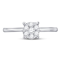 Load image into Gallery viewer, 10kt White Gold Womens Round Diamond Flower Cluster Ring 1/4 Cttw
