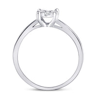 Load image into Gallery viewer, 10kt White Gold Womens Round Diamond Flower Cluster Ring 1/4 Cttw
