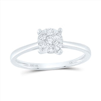 Load image into Gallery viewer, 10kt White Gold Womens Round Diamond Flower Cluster Ring 1/4 Cttw
