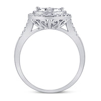 Load image into Gallery viewer, 14kt White Gold Womens Round Diamond Fashion Pear Cluster Ring 1.00 Cttw
