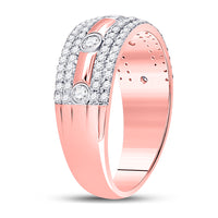 Load image into Gallery viewer, 10kt Rose Gold Womens Round Diamond 3-Stone Anniversary Ring 1/2 Cttw
