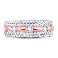 Load image into Gallery viewer, 10kt Rose Gold Womens Round Diamond 3-Stone Anniversary Ring 1/2 Cttw
