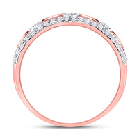 Load image into Gallery viewer, 10kt Rose Gold Womens Round Diamond 3-Stone Anniversary Ring 1/2 Cttw
