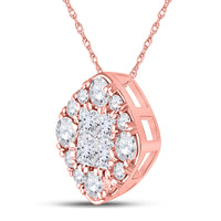 Load image into Gallery viewer, 14kt Rose Gold Womens Princess Diamond Halo Fashion Pendant 1/2 Cttw
