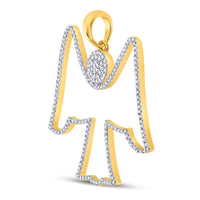 Load image into Gallery viewer, 10kt Yellow Gold Mens Round Diamond Angel Outline Charm Pendant 5/8 Cttw
