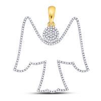 Load image into Gallery viewer, 10kt Yellow Gold Mens Round Diamond Angel Outline Charm Pendant 5/8 Cttw

