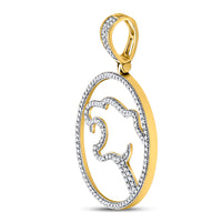 Load image into Gallery viewer, 10kt Yellow Gold Mens Round Diamond Panther Charm Pendant 1/2 Cttw
