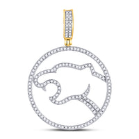 Load image into Gallery viewer, 10kt Yellow Gold Mens Round Diamond Panther Charm Pendant 1/2 Cttw
