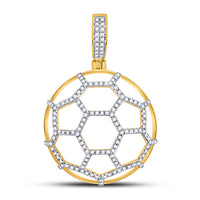 Load image into Gallery viewer, 10kt Yellow Gold Mens Round Diamond Soccer Football Charm Pendant 1/2 Cttw
